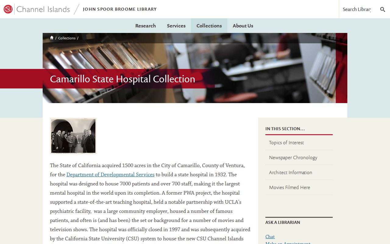 Camarillo city directory CSUCI Camarillo State Hospital archive