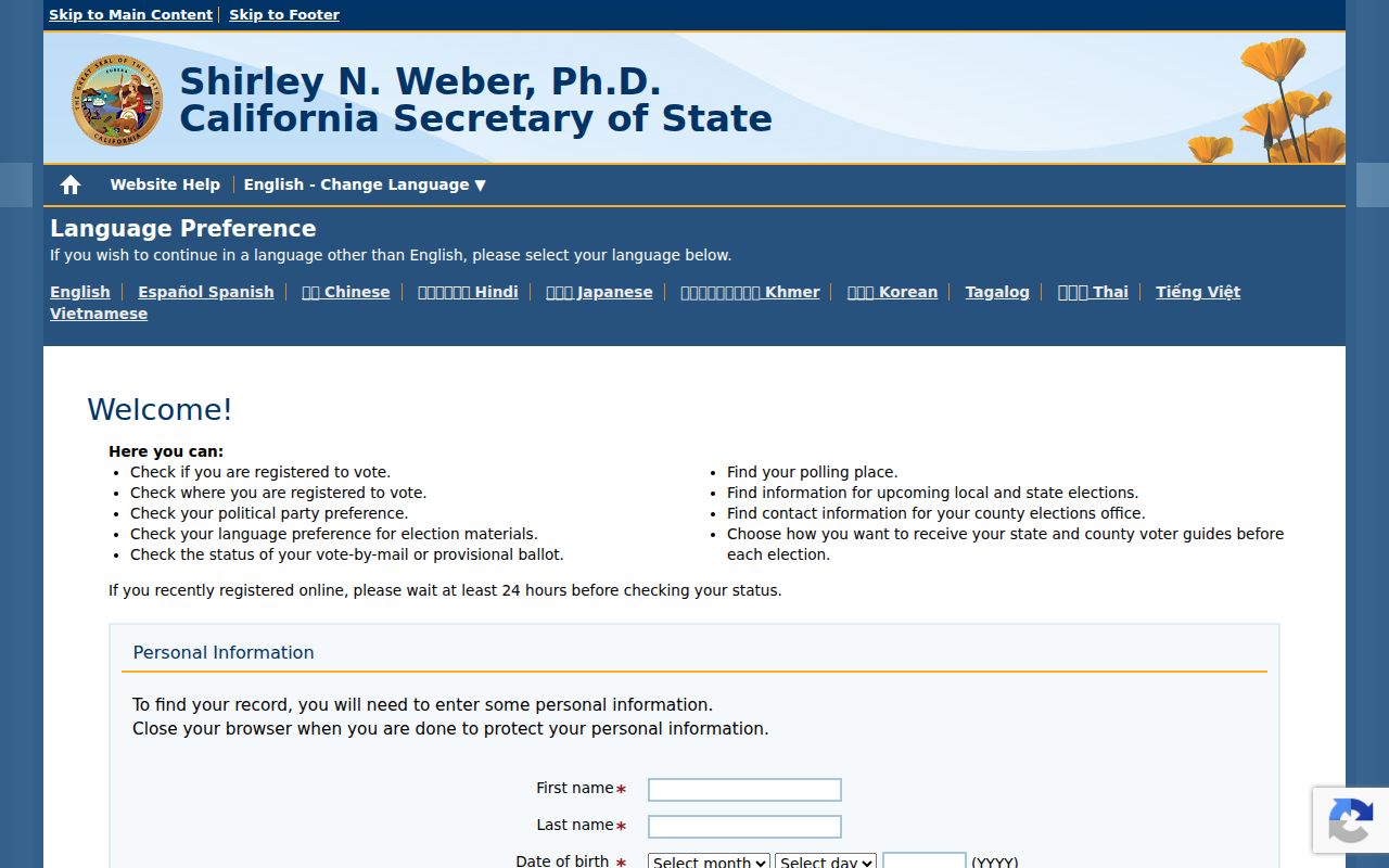 Camarillo residents directory California voter status lookup