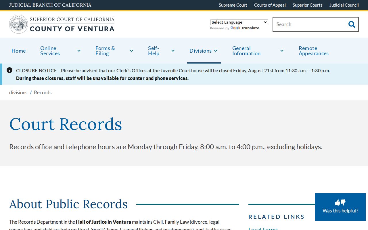 Camarillo previous residents Ventura court records research