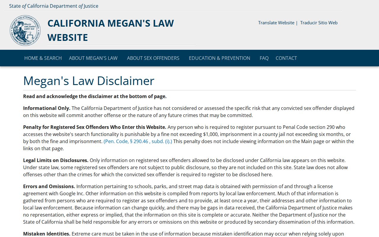Camarillo resident lookup California Megan's Law search