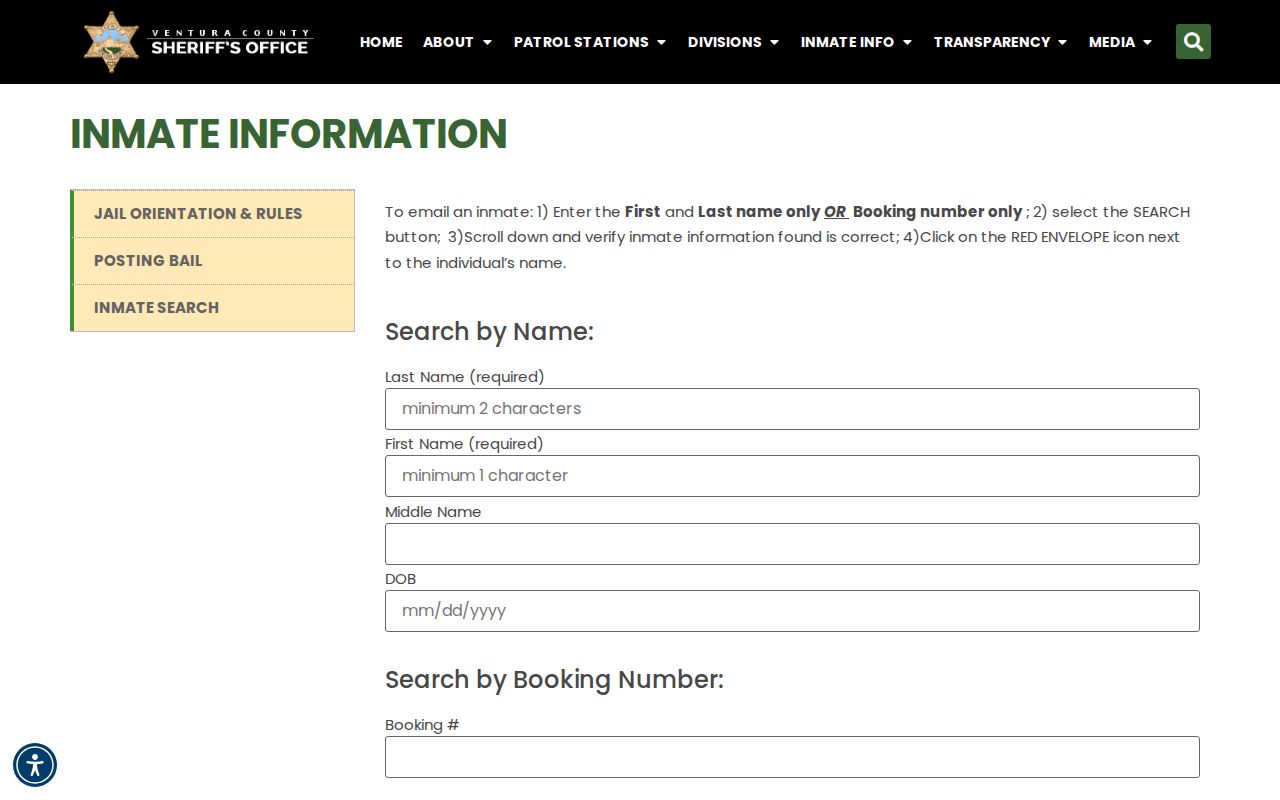 Camarillo resident lookup Ventura County inmate information